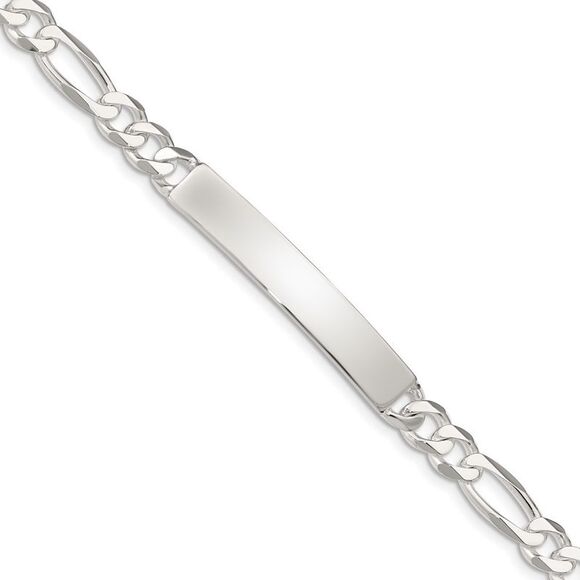 Kazi Luxury Sterling Silver Figaro Link ID Bracelet